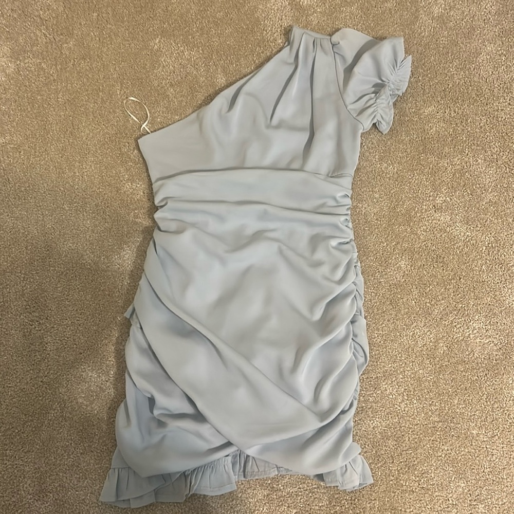 Hello Molly Sky Blue One-Shoulder Dress